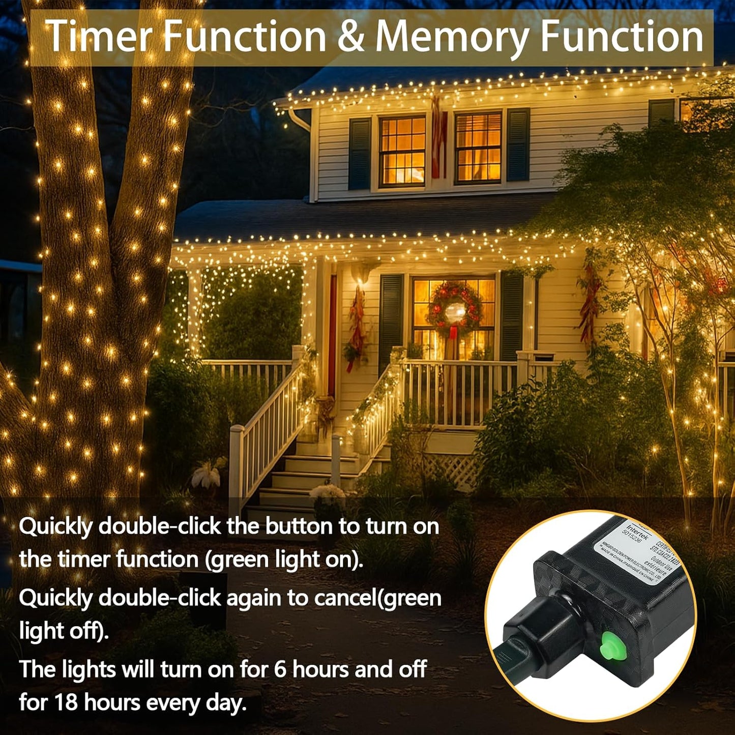Connectable 200 LED String Lights Indoor Outdoor with Timer, 66FT 13 Modes Warm White Christmas Lights Waterproof, Twinkle Fairy Lights Plug in Clear Wire for Christmas Tree, Bedroom, Classroom Decor